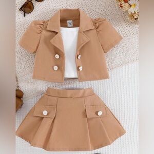 Chic Tan Skirt Set for Kids